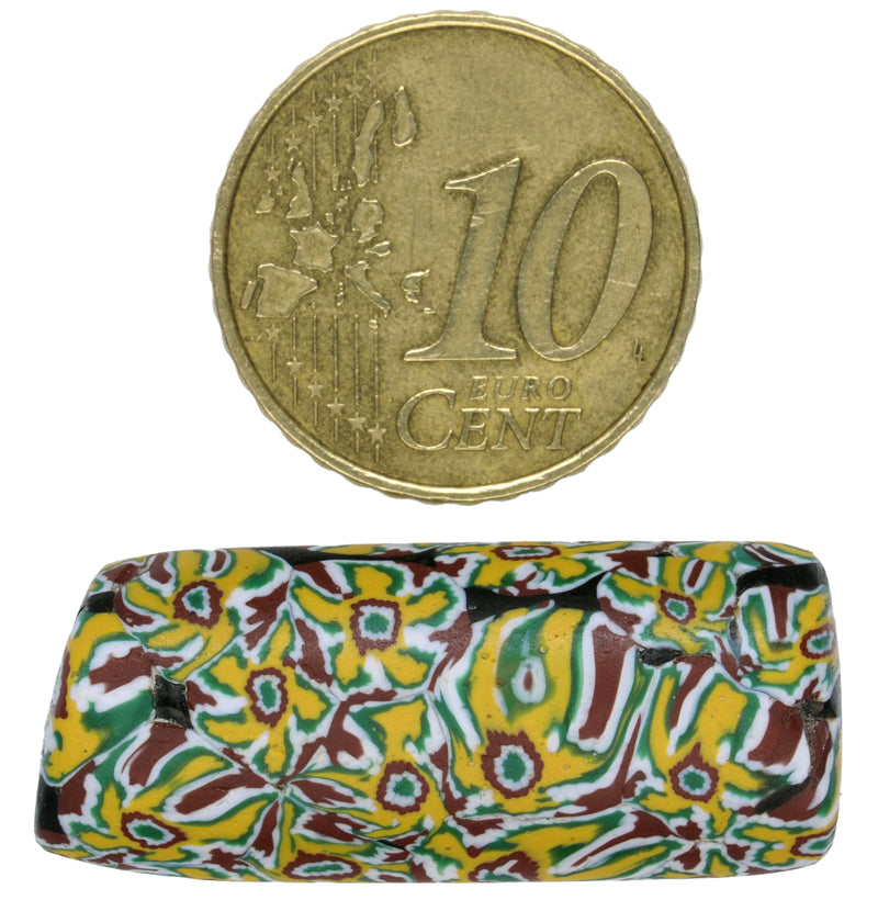 Beautiful Large Antique Millefiori Mosaic Glass Trade Bead, African Trade - close-up