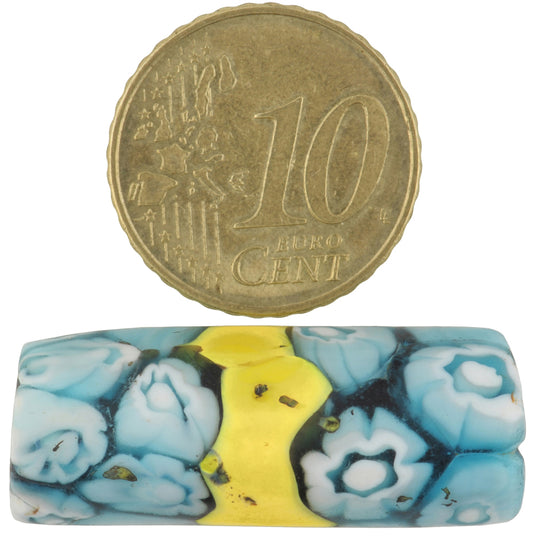 Rare Antique Banded Millefiori Mosaic Venetian Trade Bead 31X12Mm - alternate view