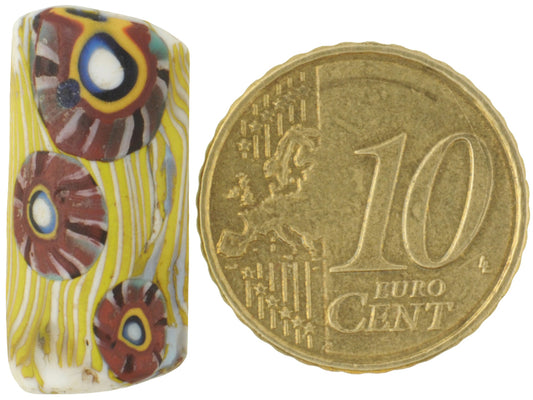 Rare Antique Venetian Millefiori Mosaic Bead, African Trade Glass, 22X11Mm - alternate view