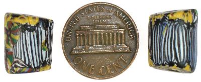 Rare Antique Venetian Millefiori Trade Beads With Trail Decoration - 14X11Mm & 15X11Mm - alternate view