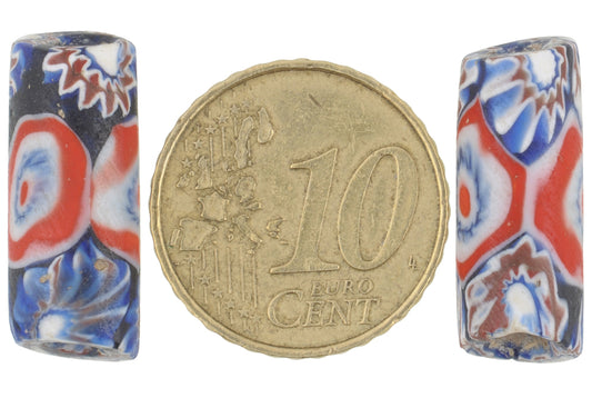 Antique Rare Matching Pair Venetian Millefiori Glass Trade Beads - alternate view