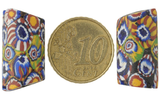 Rare Antique Venetian Millefiori Mosaic Glass Trade Beads, Large Pair - alternate view