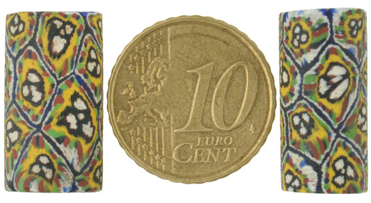 Antique Large Millefiori Venetian Mosaic Glass Trade Beads - Rare Pair - alternate view