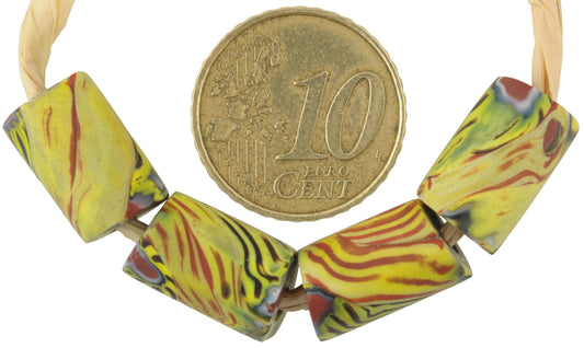 Rare Antique Venetian Millefiori Mosaic Trade Beads - 14Mm African Glass Beads - alternate view
