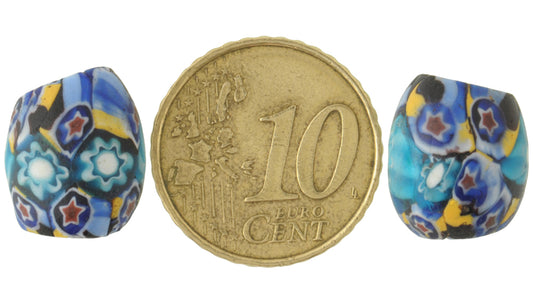 Rare Antique Oval Millefiori Mosaic Glass Trade Beads, 13-14 Mm - alternate view