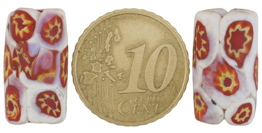 Antique Matching Pair Of Venetian Millefiori Mosaic Glass Trade Beads - alternate view