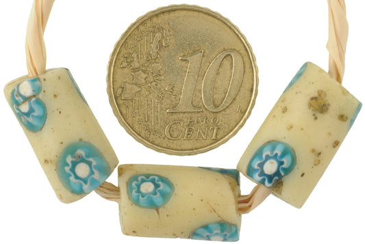 Antique Venetian Millefiori Mosaic African Trade Beads 16-17Mm Glass Beads - alternate view