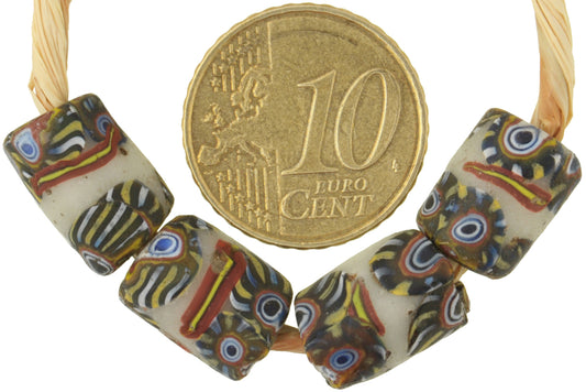 Antique Venetian Millefiori Glass Trade Beads, African Mosaic Beads 12-13Mm - alternate view