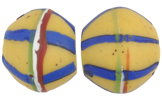 Rare Antique Yellow Bicone "King" Venetian Wound Glass Trade Beads - alternate view