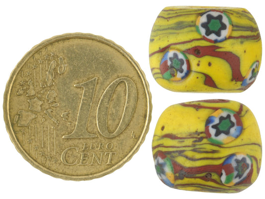 Antique Venetian Round Millefiori African Trade Beads, 13Mm Mosaic Pair - alternate view