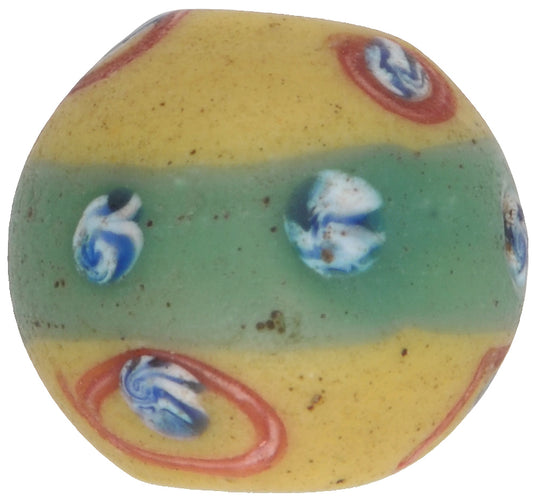 Rare Banded Fancy Antique Venetian Wound Glass African Trade Bead 13X12Mm - alternate view