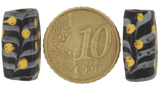 Rare Antique Venetian Rectangular "Feather" Fancy Lampwork Glass Trade Beads - alternate view