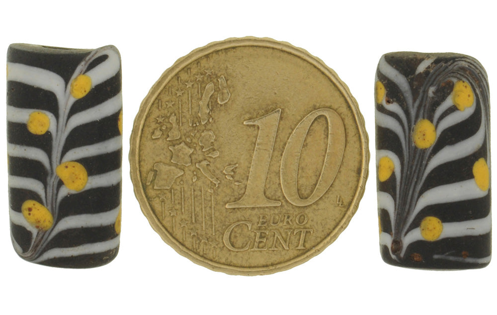 Rare Rectangular Feather Fancy Antique Venetian Lampwork Glass Trade Beads - alternate view