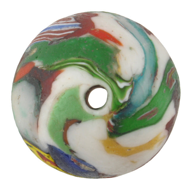 Large African Recycled Glass Trade Bead - Krobo Ghana Bead 28Mm - close-up
