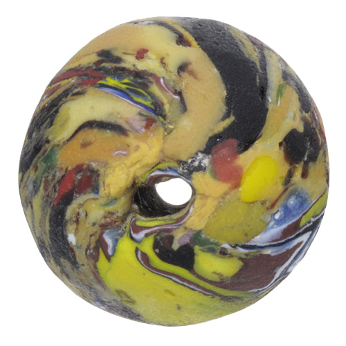 Large Recycled African Trade Bead - Venetian Millefiori & Chevron - close-up