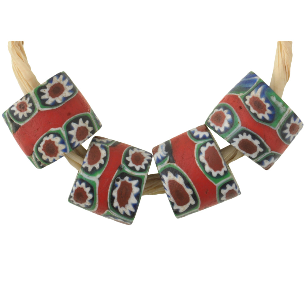 Antique Red Banded Millefiori African Trade Beads, Venice, 1900S