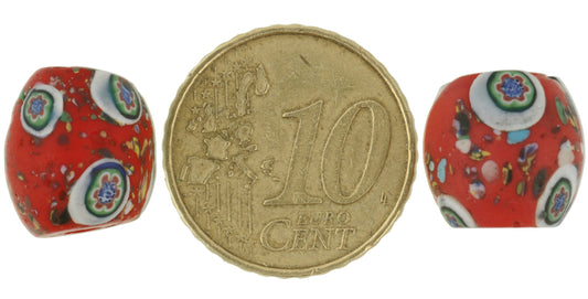 Rare Antique Red Venetian Millefiori Glass Trade Beads, 12Mm - alternate view