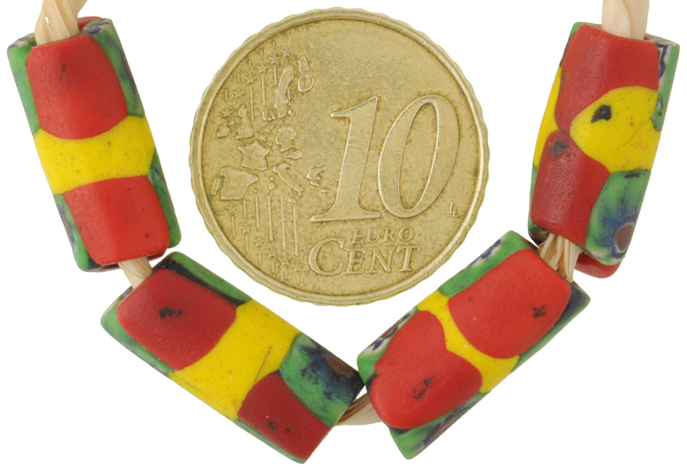 Antique Banded Millefiori Venetian Glass Trade Beads, 16X7Mm - alternate view