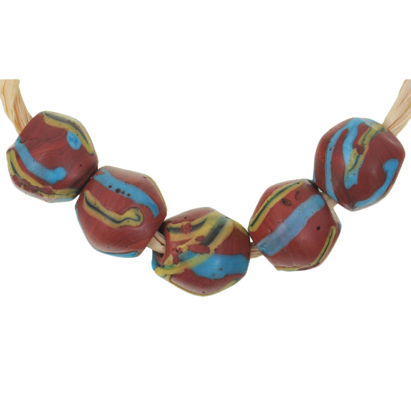 Antique Striped Bicone "King" Venetian Lampwork Beads, 9Mm, African Trade