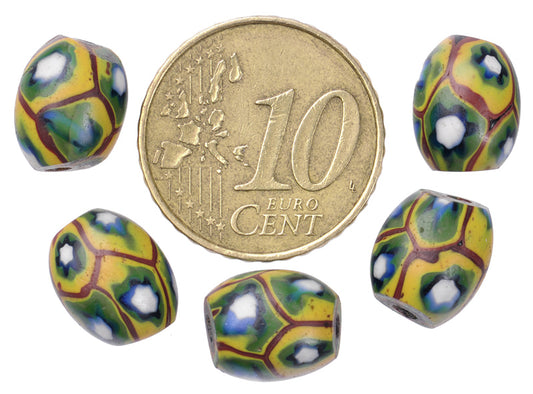 Antique Oval Millefiori Venetian Mosaic Glass Trade Beads - African Trade, 1800S - alternate view