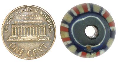 Rare Large 3-Layer Speo Venetian Chevron Bead 19X14Mm, 1800S - zoomed-in detail