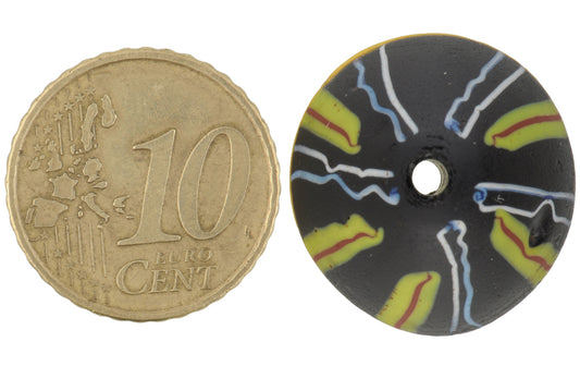 Rare Antique Black Bicone King Venetian Lampwork Glass Trade Bead - product focus