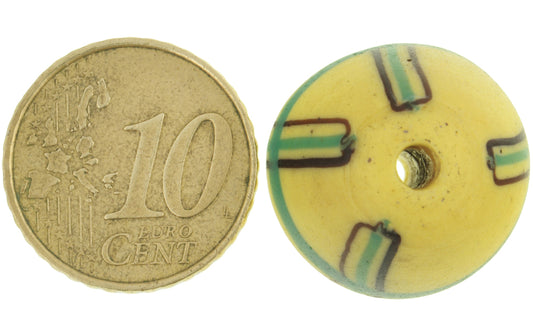 Antique Large Yellow Bicone Venetian Wound Glass African Trade Bead - alternate view