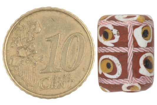 Rare Old Venetian Tic-Tac-Toe Fancy Lampwork Glass African Trade Bead - alternate view