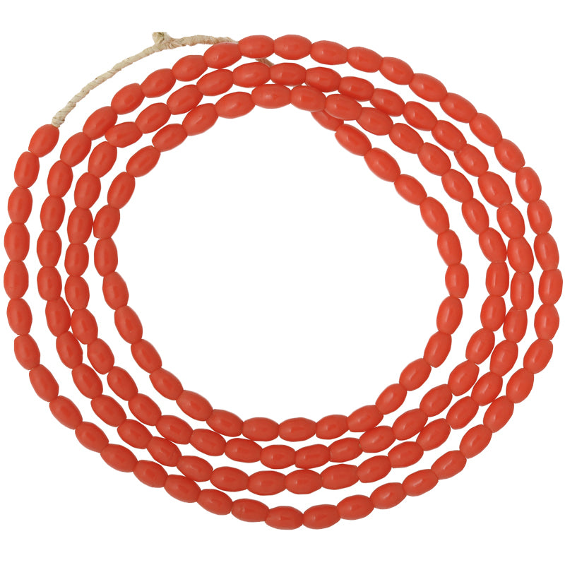 Old Bohemian Molded Oval Czech Glass Trade Beads, 4Mm, 31.5"