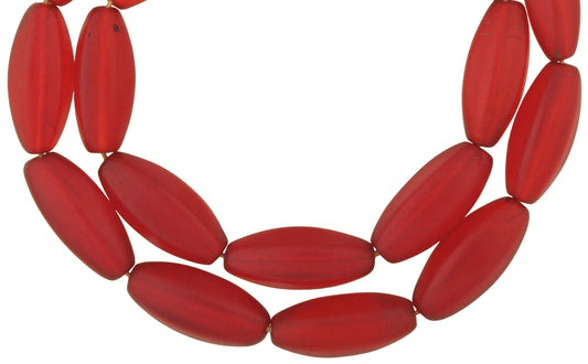 Old Translucent Red Czech Glass Trade Beads, Faceted Vintage Strand - alternate view