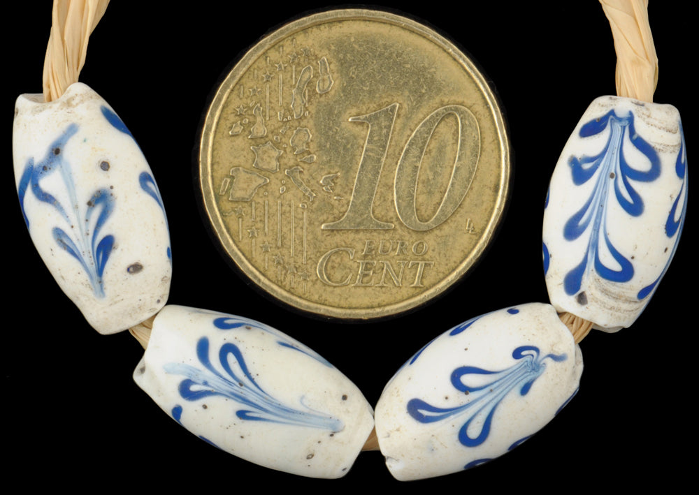 Rare Old Dutch Delft Fancy Venetian Glass Trade Beads, 14-15Mm - alternate view