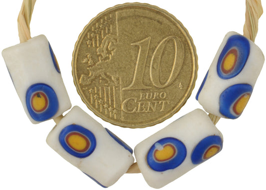 Antique White Millefiori Venetian Mosaic Trade Beads - 13Mm, African Trade - alternate view
