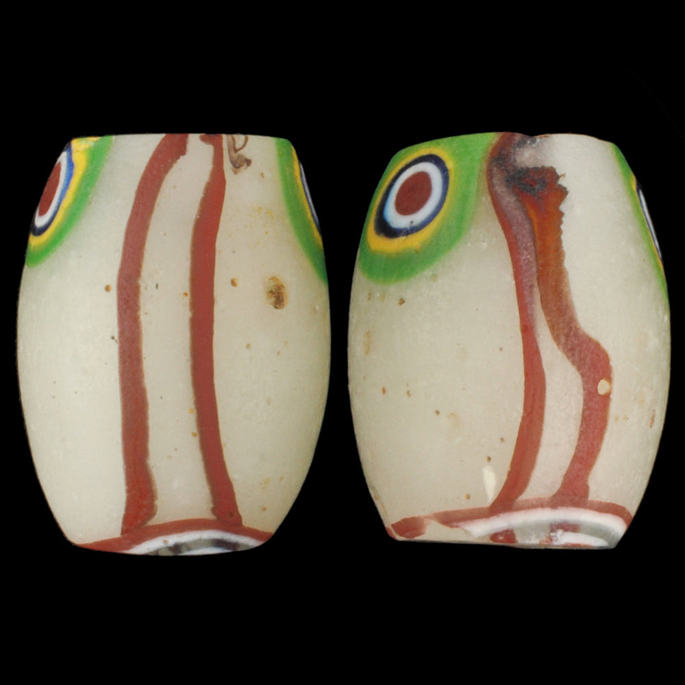 Rare Antique Oval Millefiori Mosaic Glass Trade Beads - African Trade