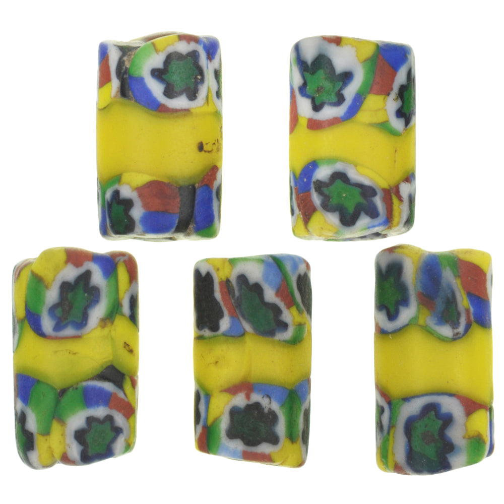Antique Banded Millefiori Venetian Mosaic Glass African Trade Beads - close-up
