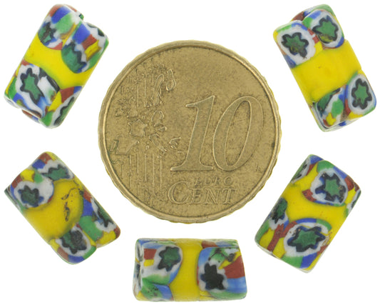 Antique Banded Millefiori Venetian Mosaic Glass African Trade Beads - zoomed-in detail