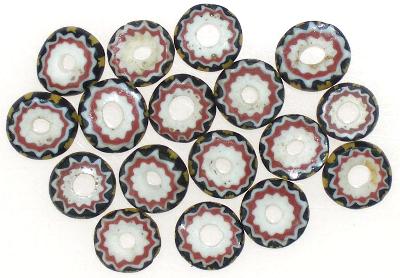 Antique Yellow Jacket Chevron Beads - 4-Layer Venetian Strand - close-up