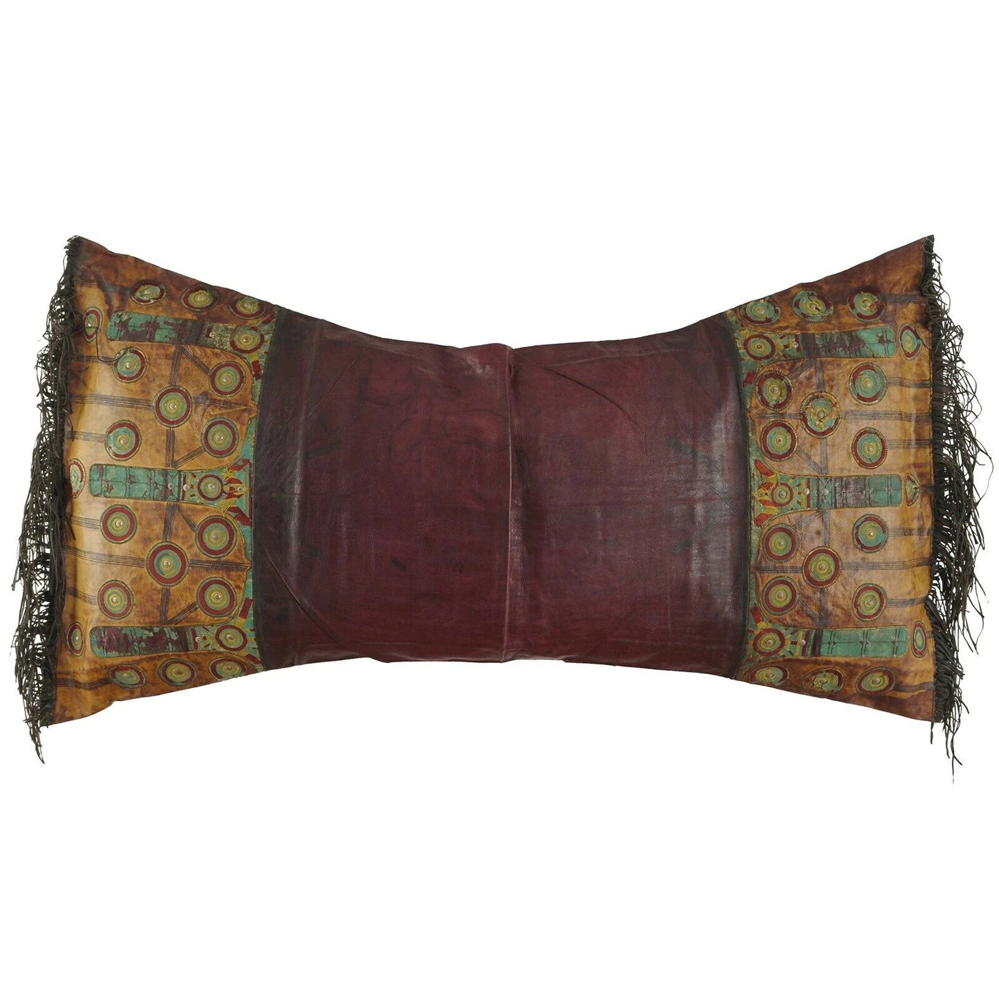Old African Tuareg Leather Pillow Case Mali Niger Sahara Desert Bedouin Ethnic - surface close-up