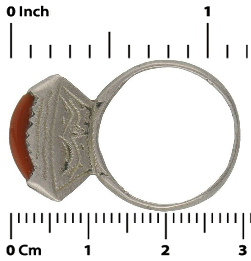 Tuareg Silver Carnelian Ring – Sahara Nomad Ethnic Jewelry