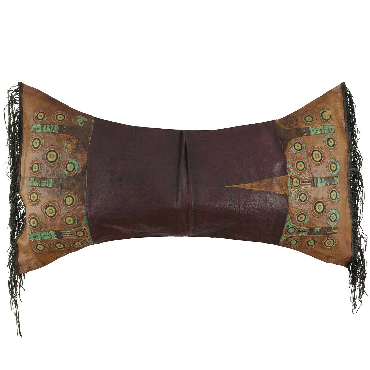 Old African Tuareg Leather Pillow Case Mali Niger Sahara Desert Bedouin Ethnic - focused artwork area