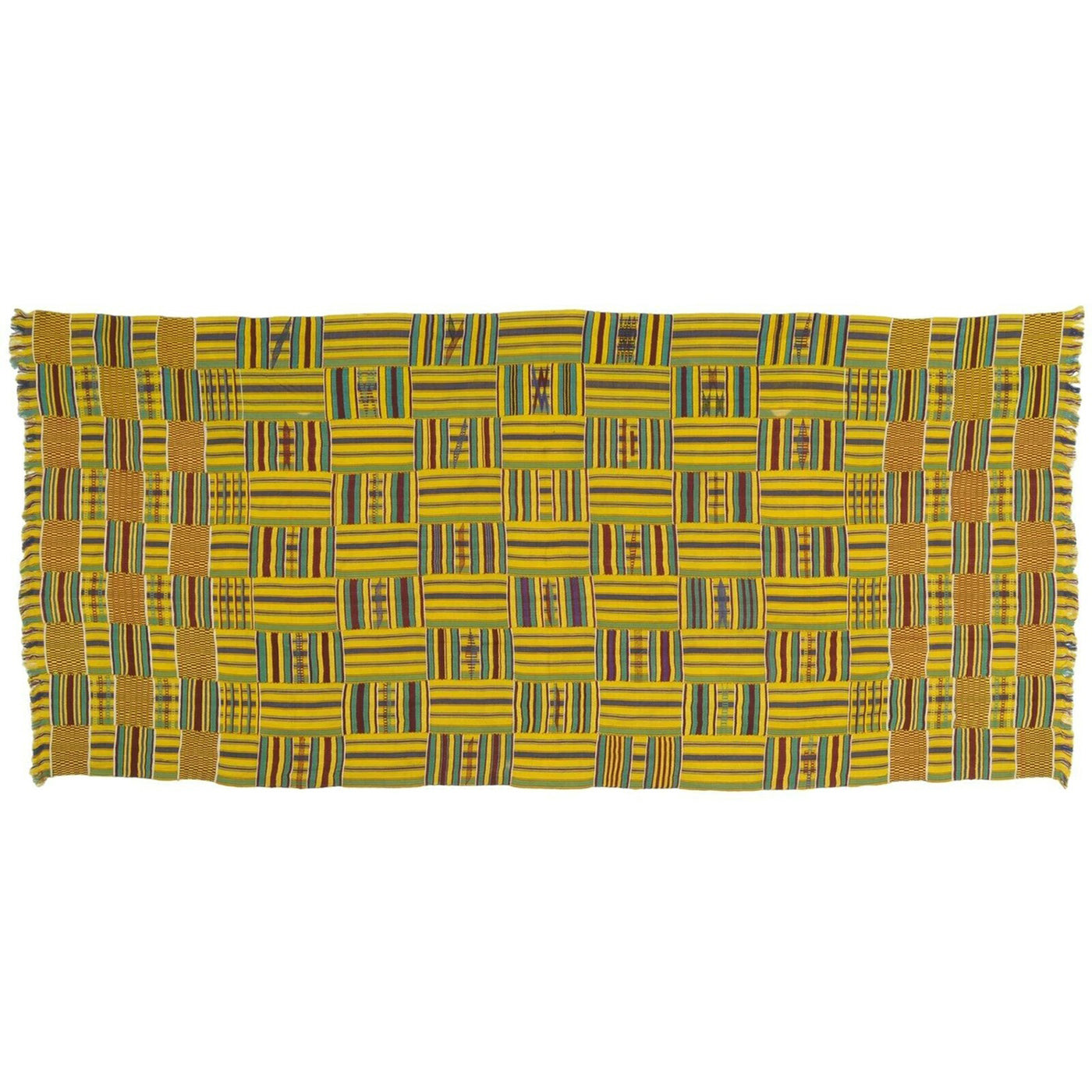 Handwoven Ashanti Kente Cloth – Vintage 1970s Woman Size 67″×30″