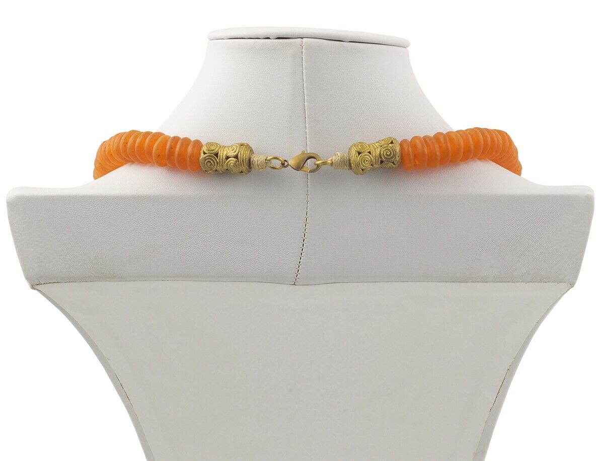 Handmade African Trade Beads Necklace Recycled Glass And Brass - product focus
