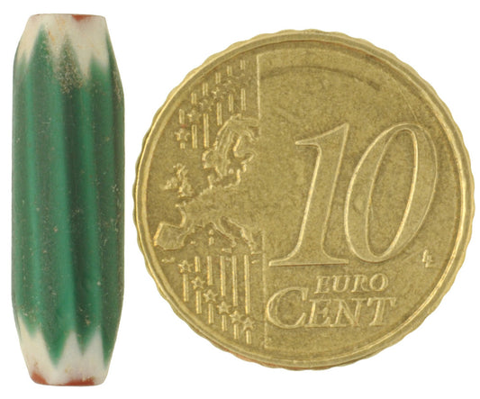 Old Large Green 4-Layer Chevron Bead - Antique Venetian Glass - alternate view