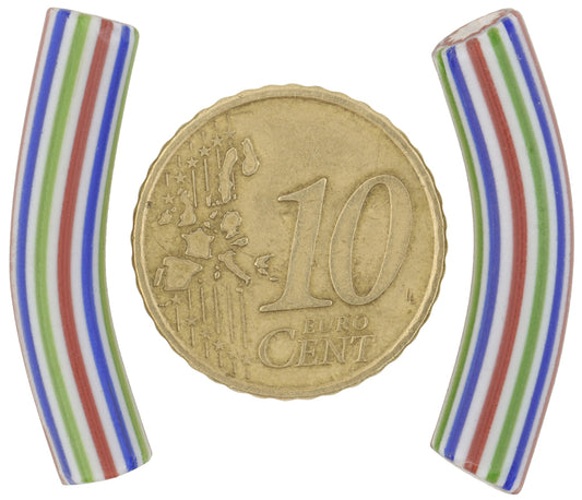 Rare Venetian Elbow Chevron Beads - 4 Layer 29Mm Antique Pair - alternate view