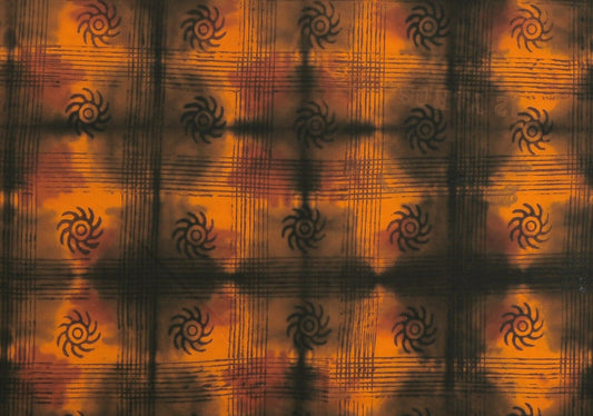 Hand stamped Adinkra Batik Tie‑Dye Cloth – Vintage 1990s Woman Size
