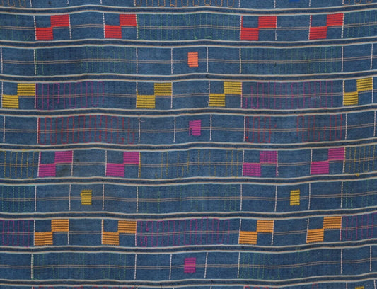Handwoven Baule Cloth – 1960s Ivory Coast Woman Size 58″×38″