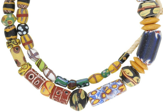 Antique African Trade Beads Venetian Glass Millefiori Chevron King French Cross - alternate view
