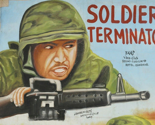 Soldier Terminators: Rare Ghanaian Hand-Painted Movie Poster By Leonardo - alternate view