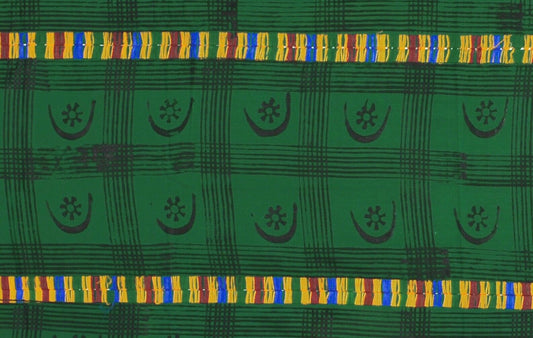 Hand Stamped Adinkra Cloth – Vintage 1980s Woman Size, 64″×41½″