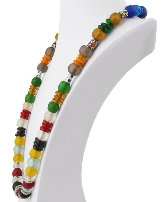 Handmade Necklace Recycled Powder Glass Beads Krobo Ghana Jewelry African Trade - alternate view