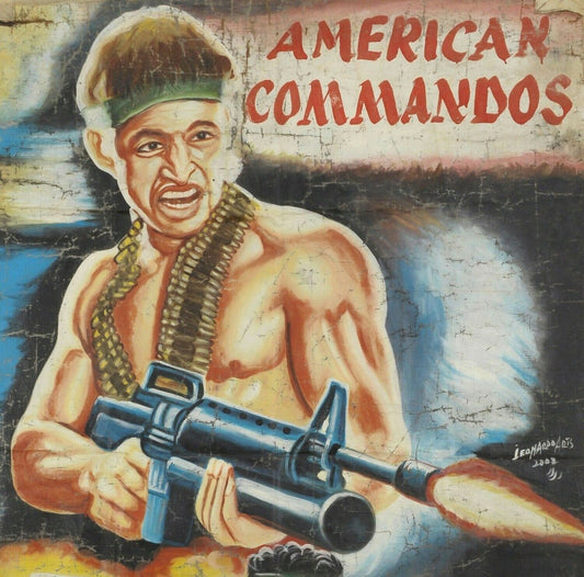 American Commandos: Rare Ghanaian Hand-Painted Action Movie Poster - alternate view